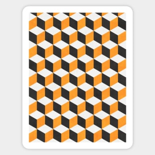 Geometric Cube Pattern - Yellow, White, Grey Concrete Sticker